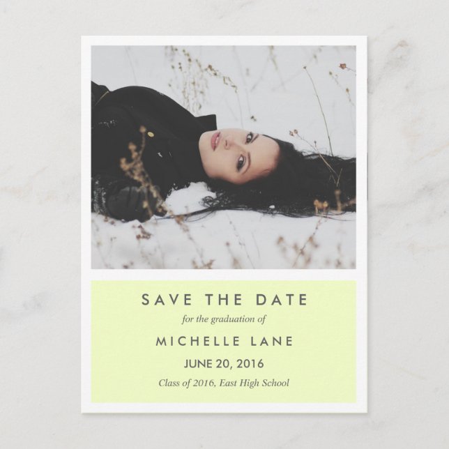 Postal De Anuncios Graduado Moderno Ahorra La Foto Amarilla De Fecha (Anverso)