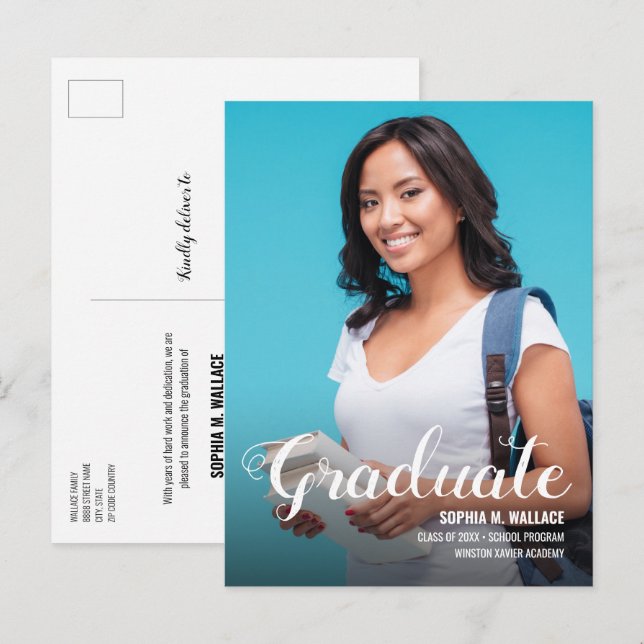 Postal De Anuncios Graduado personalizado de la Universidad con Invit (Anverso / Reverso)