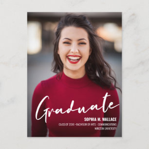Postal De Anuncios Graduado Universitario Moderno Guión Foto Personal