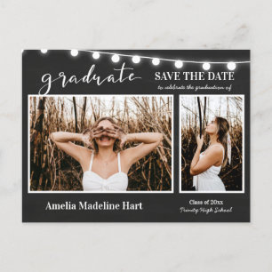 Postal De Anuncios Graduate Photo Chalkboard Vintage Guardar la fecha
