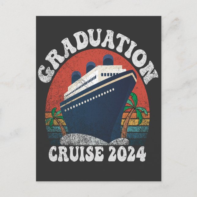 Postal De Anuncios Graduation Cruise 2024 Funny Summer Vacation Retro (Anverso)