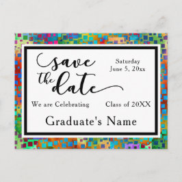 Postal De Anuncios Gráficos Coloridos de Confeti Graduación Salva la
