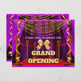 Postal De Anuncios Gran apertura de negocios fiesta VIP púrpura dorad