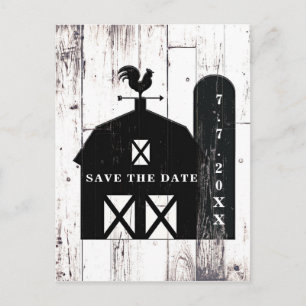 Postal De Anuncios Granero negro madera blanca rústico boda guardar l