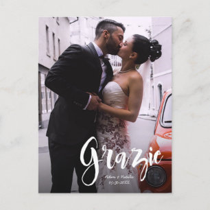 Postal De Anuncios Grazie, Modern, Script • Foto, nombres y fecha