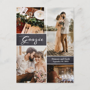 Postal De Anuncios Grazie Personalizado Collage de fotos Chalkboard