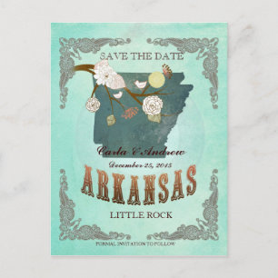 Postal De Anuncios Green Aqua Save The Date -Mapa AR Con Lindos Pájar