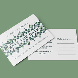 Postal De Anuncios Green Azulejo Español Tile LACE SAVE FECHA Ann