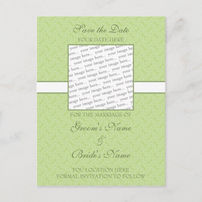 Postal De Anuncios Green Eggshell Save the Date Postcard (Anverso)
