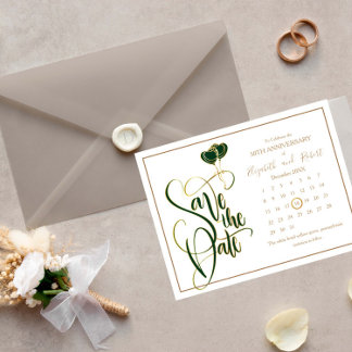 Postal De Anuncios Green Heart Glod 50 Aniversario Salvemos la fecha