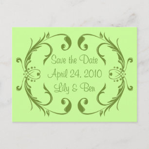 Postal De Anuncios Green Save the Date Card