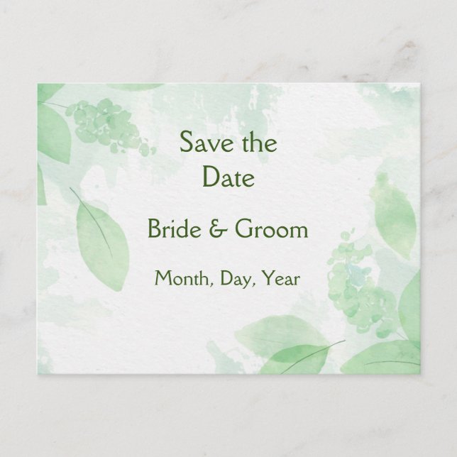 Postal De Anuncios Greenery Botanical Foliage Save the Date Nature (Anverso)