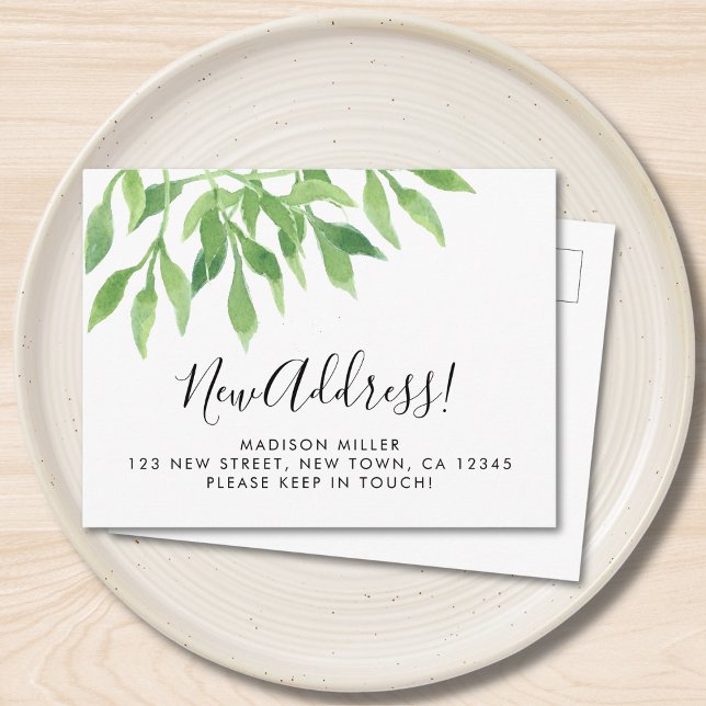 Postal De Anuncios Greenery New Address Moving  (Subido por el creador)