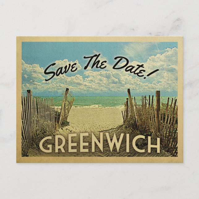 Postal De Anuncios Greenwich Connecticut Guardar La Viñeta De Fecha (Anverso)