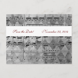 Postal De Anuncios Gris Black Music Chevron salva la fecha