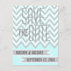Postal De Anuncios Gris chevron moderno, guardar la fecha de boda en