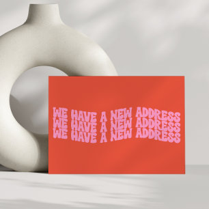 Postal De Anuncios Groovy Retro Rosa Naranja Nos Mudamos Nueva Casa M