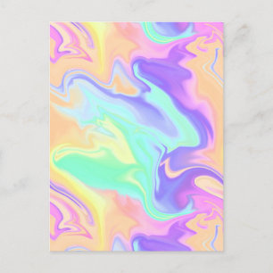 Postal De Anuncios Groovy Retro Tie Dye Pastel Remolino de Mármol