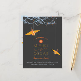 Postal De Anuncios Grullas de papel naranja colgantes de origami para