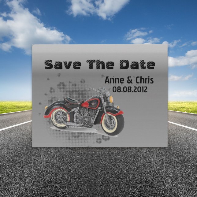 Postal De Anuncios grunge Motorcyle Biker Wedding salva la fecha (grunge Motorcyle Biker Wedding save the date Announcement Postcard)