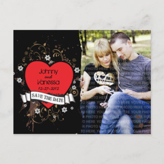 Postal De Anuncios Grungy Heart Rock & Roll Photo Save the Date