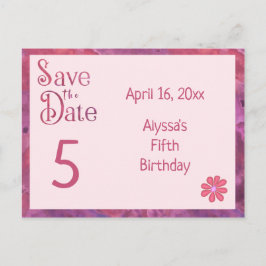 Postal De Anuncios Guarda la Fecha 5º Cumpleaños para una Niña