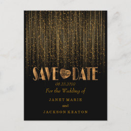 Postal De Anuncios Guarda la Fecha en una Ducha Dorada y Negro