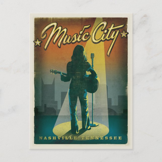 Postal De Anuncios Guarda la Fecha | Nashville, TN - Chica (Anverso)