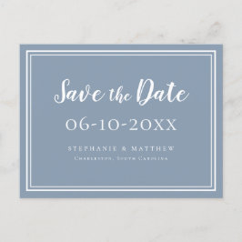Postal De Anuncios Guardar El Boda De Fecha Dusty Blue Simple Moderno