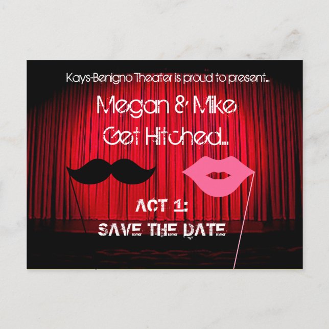Postal De Anuncios Guardar el Boda del Teatro Date (Anverso)