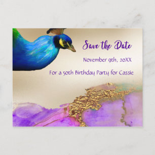 Postal De Anuncios Guardar el diseño de pavo real de la fiesta de cum