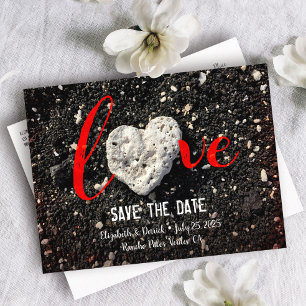 Postal De Anuncios Guardar el guión de fecha amor Hawaii Beach Heart