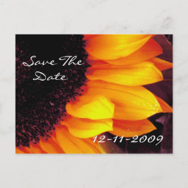 Postal De Anuncios Guardar Fecha Boda Novia Novio Girasol Dorado