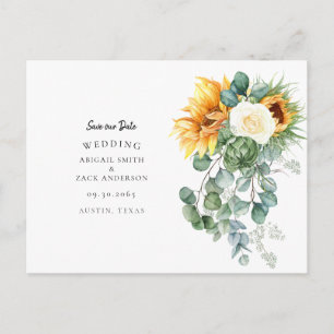 Postal De Anuncios Guardar Fecha de Boda de Girasoles de Eucalipto Pr