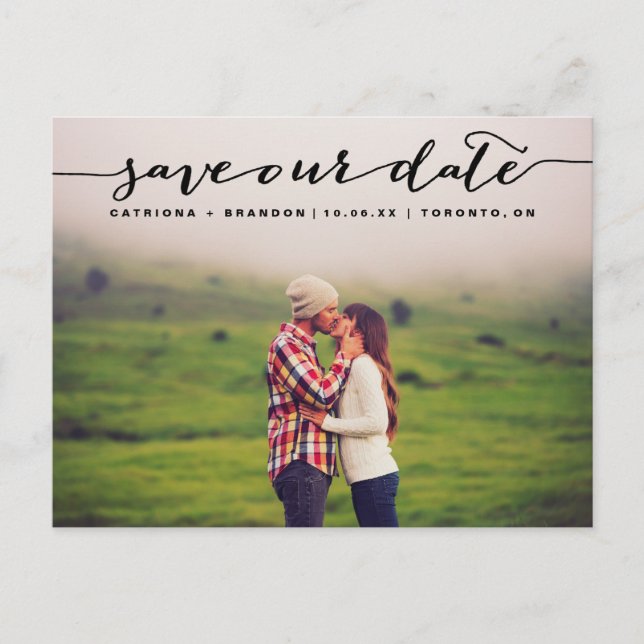 Postal De Anuncios Guardar fecha de foto de guion manuscrito negro (Anverso)