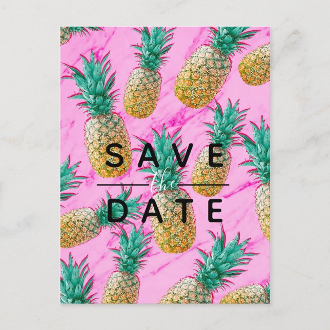 Postal De Anuncios Guardar Fecha de Mármol Rosa de Piña Tropical (Anverso)
