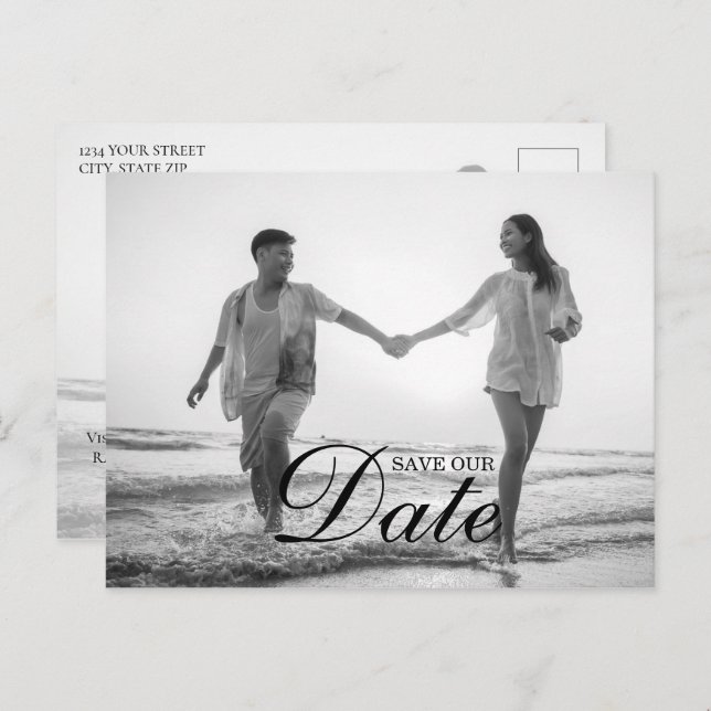 Postal De Anuncios Guardar fecha de superposición de escritura modern (Anverso / Reverso)