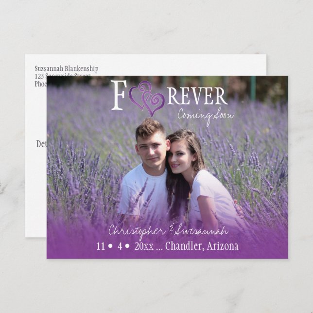 Postal De Anuncios Guardar Fecha para Siempre Corazones Enlazados Mor (Anverso / Reverso)