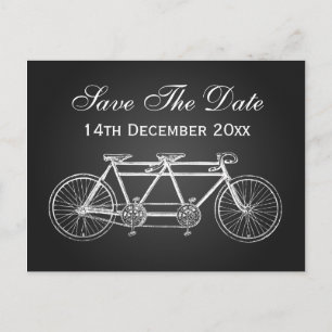 Postal De Anuncios Guardar Fecha Sencillo Bicicleta Tandem Negra