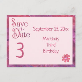 Postal De Anuncios Guardar fecha tercer cumpleaños para un Chica