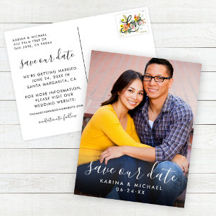 Postal De Anuncios Guardar foto de retrato de nuestra fecha de boda