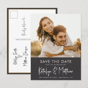 Postal De Anuncios Guardar la boda de foto moderna de escritura diver