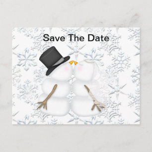 Postal De Anuncios Guardar la BRIDE de fecha y GROOM Snowman