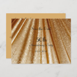 Postal De Anuncios Guardar la fecha 50 aniversario Floral Gold Fabric