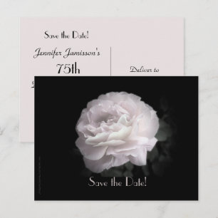 Postal De Anuncios Guardar la fecha 75 cumpleaños Rosa rosa pálido