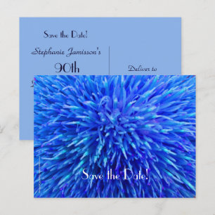 Postal De Anuncios Guardar la fecha 90 cumpleaños, abstracto azul