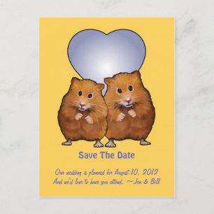 Postal De Anuncios Guardar la fecha: Adorable pareja de hámsters: Cor