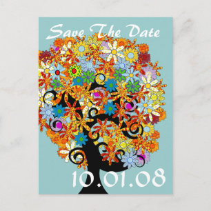Postal De Anuncios Guardar la fecha - Árbol de flores