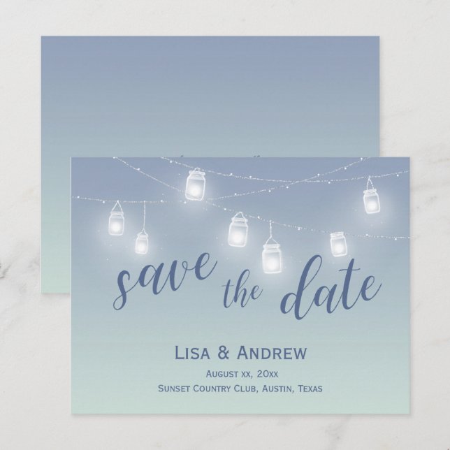 Postal De Anuncios Guardar la fecha azul suave informal (Anverso / Reverso)