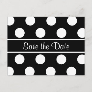 Postal De Anuncios Guardar la fecha Black Polka Dot Photo PostCard